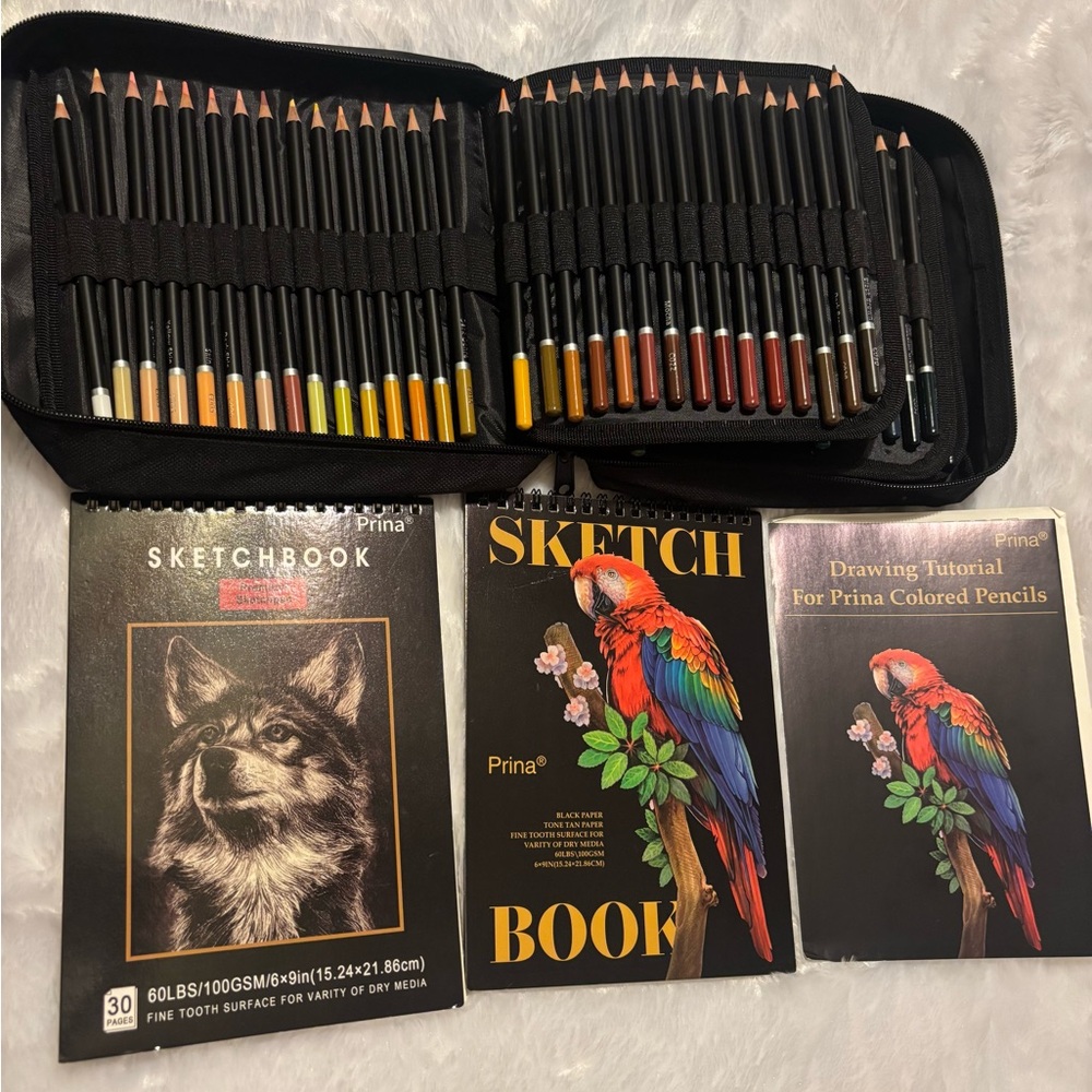 Art Sketchbook and Colored Pencil Set - Black, Red, Yellow